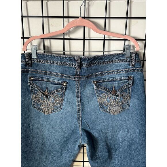 NINE WEST Jeans Womens Blue sz 16 Embellished Button Flap Pockets Contrast Stitc - Picture 8 of 16